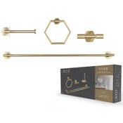 Wholesale - 4pc YORK BRUSHED GOLD BATH HARDWARE SET CP/ 6, UPC: 092903945922
